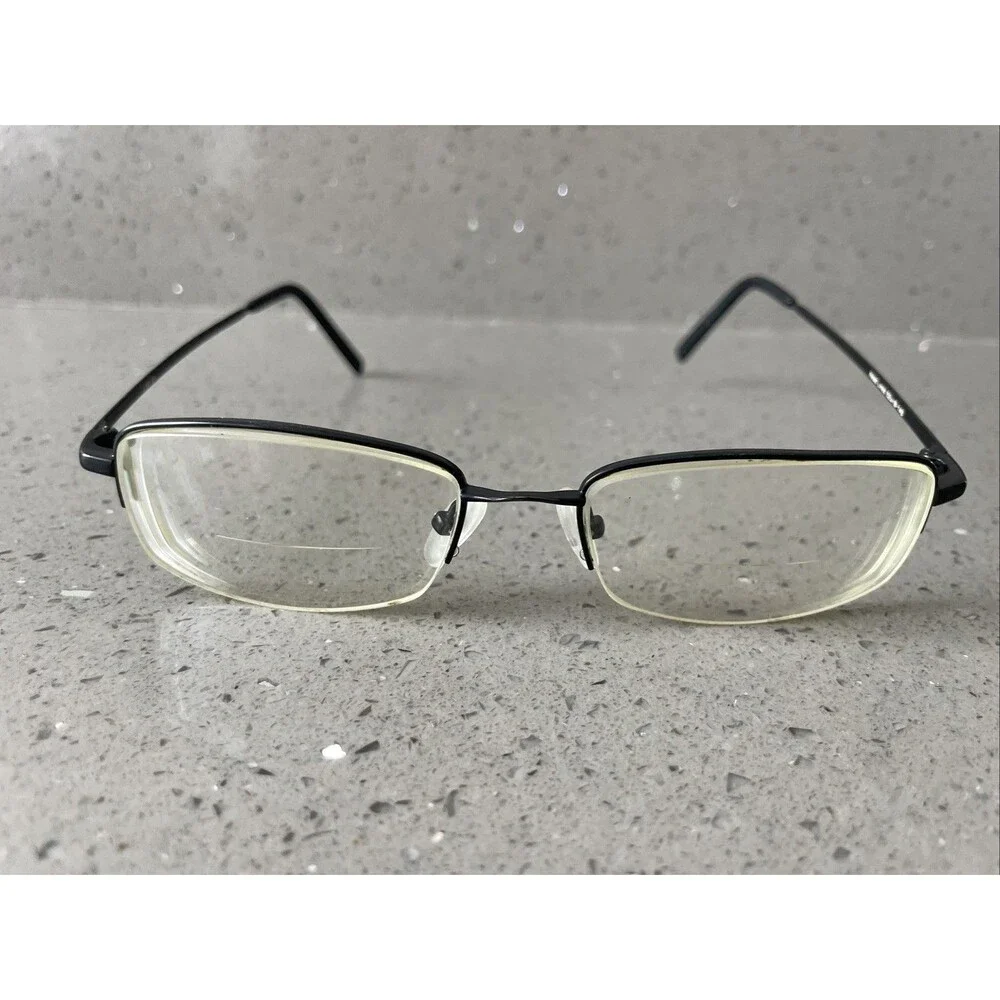 Head Lines Eyeglasses Frames ONLY 52-18-140 L101 C1 Half Rim Black rectangle